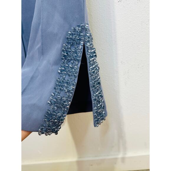 NWT CINQ Á SEPT Slate Blue Beaded Embellished Split Seam Kayden Pant Size 0 - Picture 11 of 12